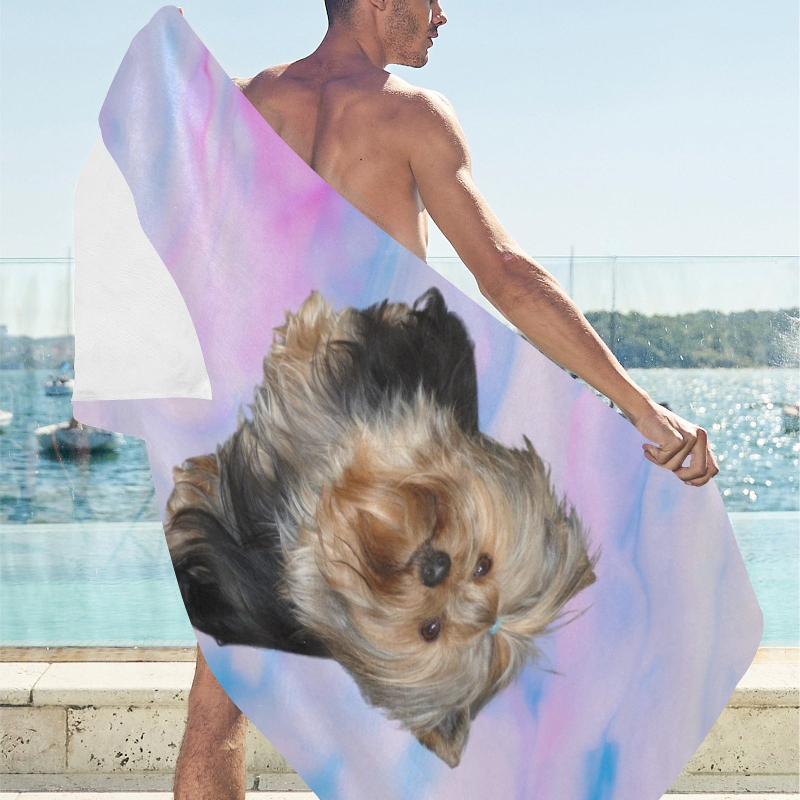 Yorkie Beach Towel - Candy 3