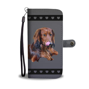 Dachshund Phone Case Wallet - Red Long Haired