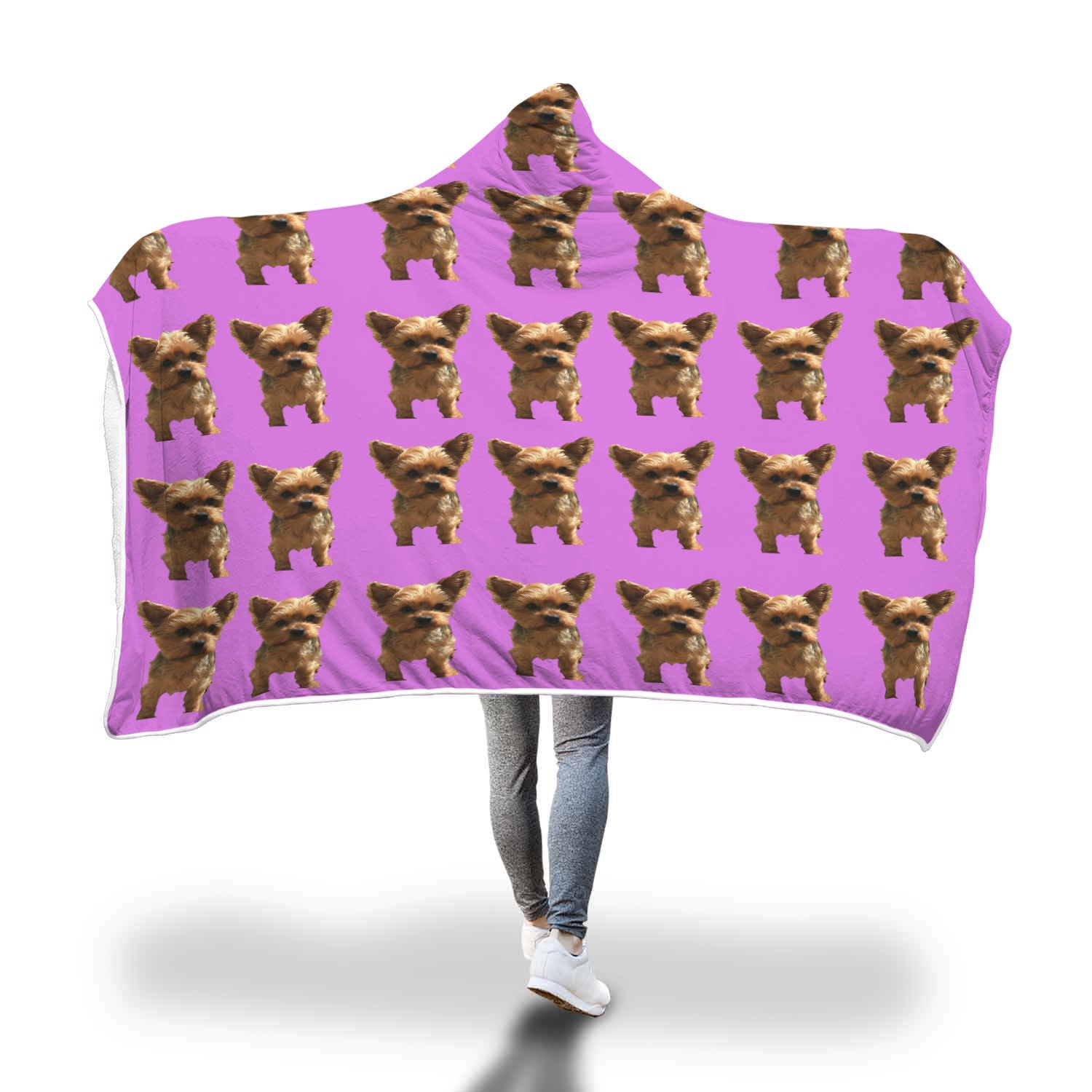 Yorkshire Terrier Hooded Blanket - Pink