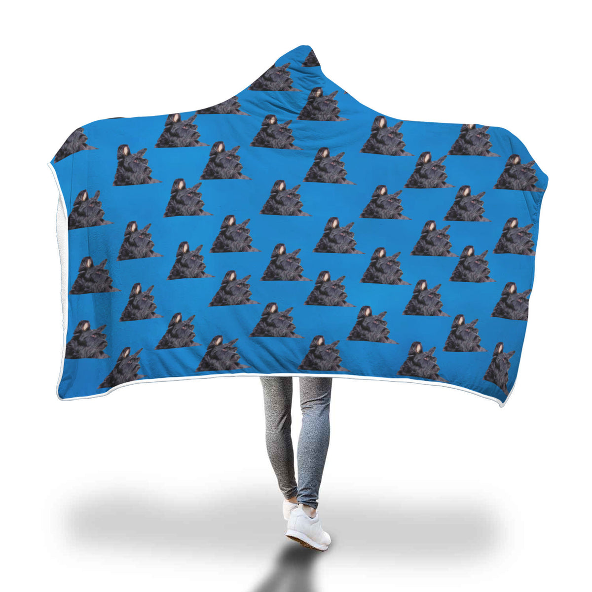 Scottish Terrier Hooded Blanket - Black