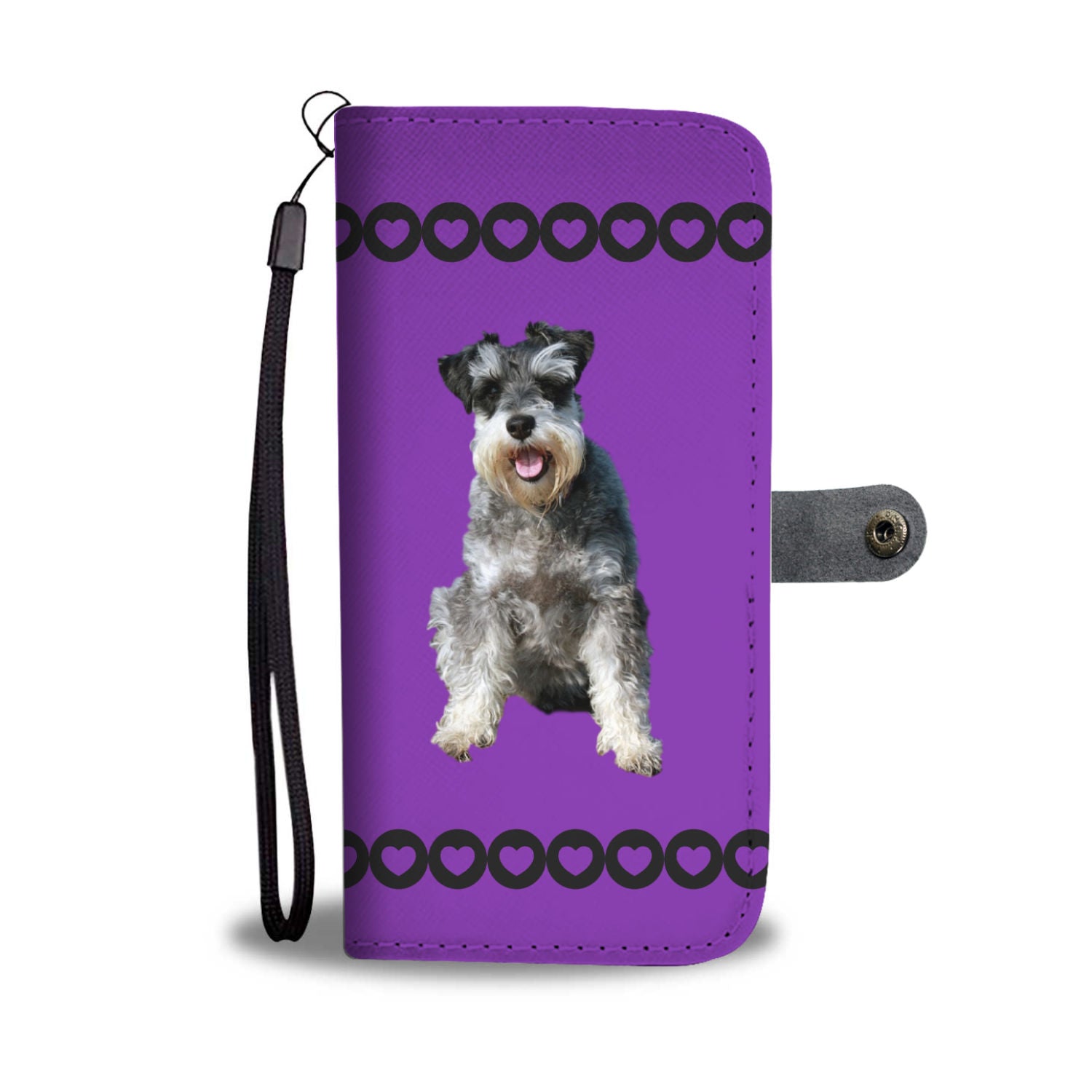 Schnauzer Phone Case Wallet - Purple