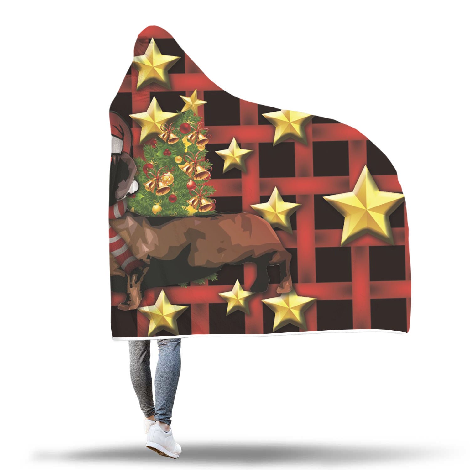 Dachshund Christmas Hooded Blanket