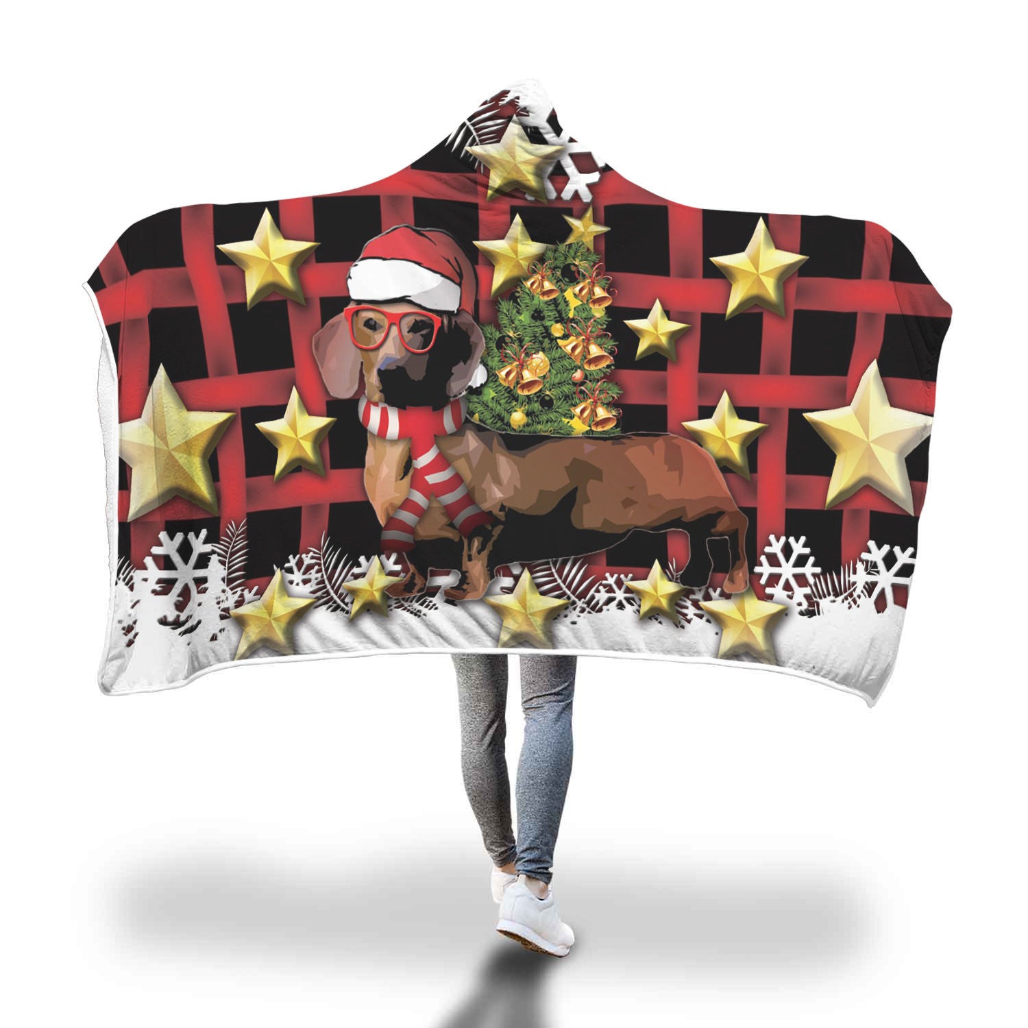 Dachshund Christmas Hooded Blanket 2