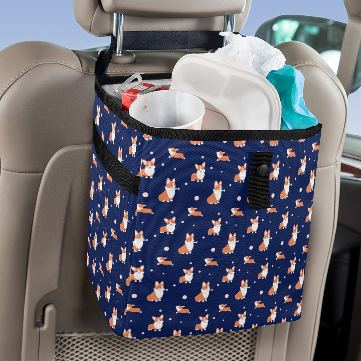 Corgi Car Trash Bag