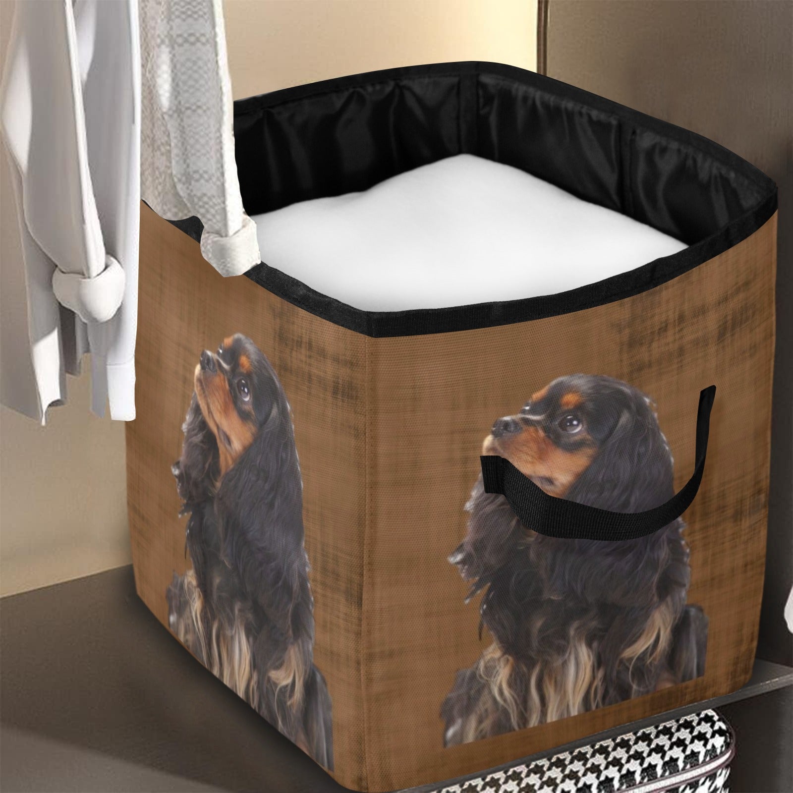 Cavalier King Charles Spaniel Storage Basket - Black & Tan