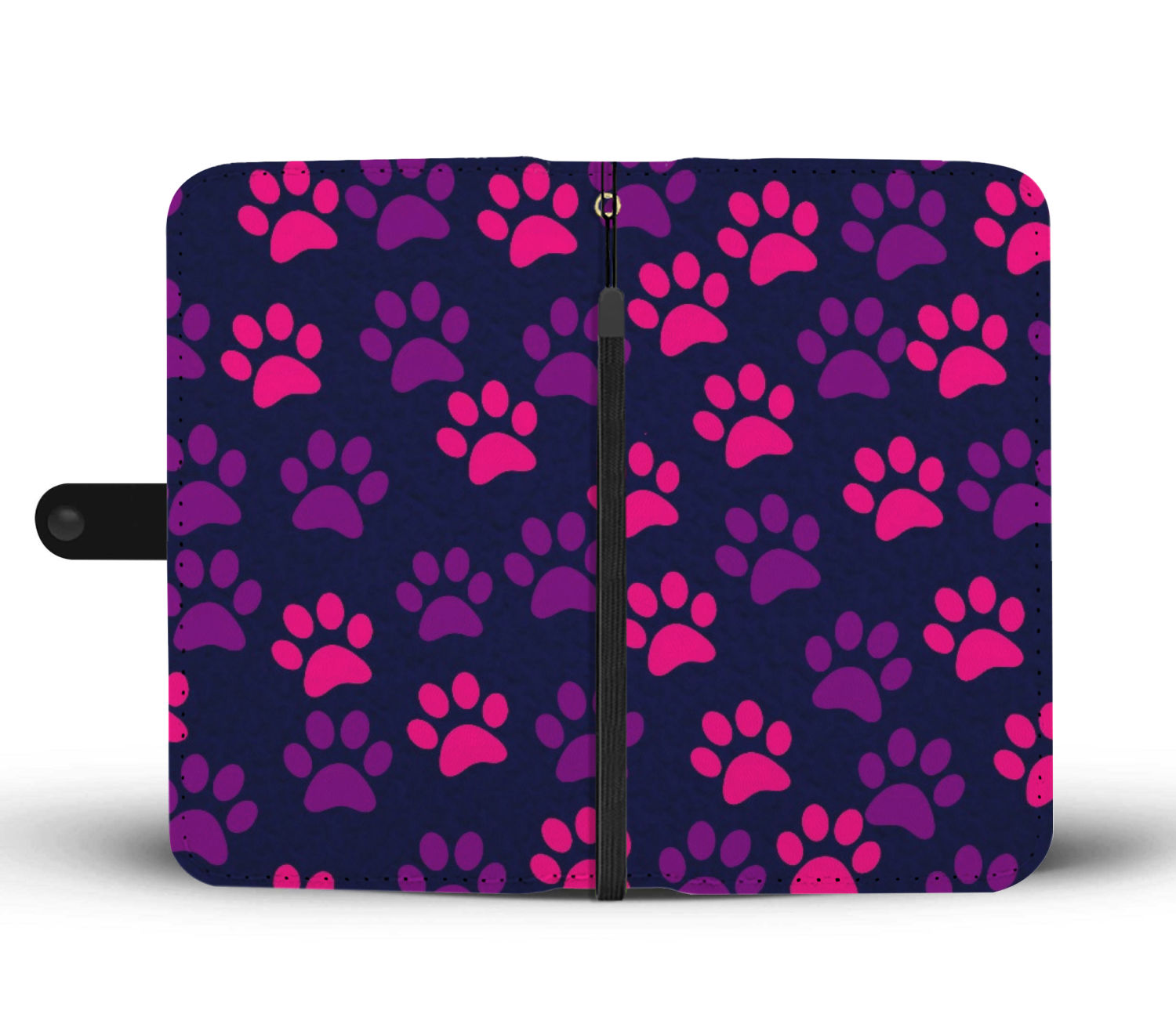 Paw Print Phone Case Wallet - Pink/Purple