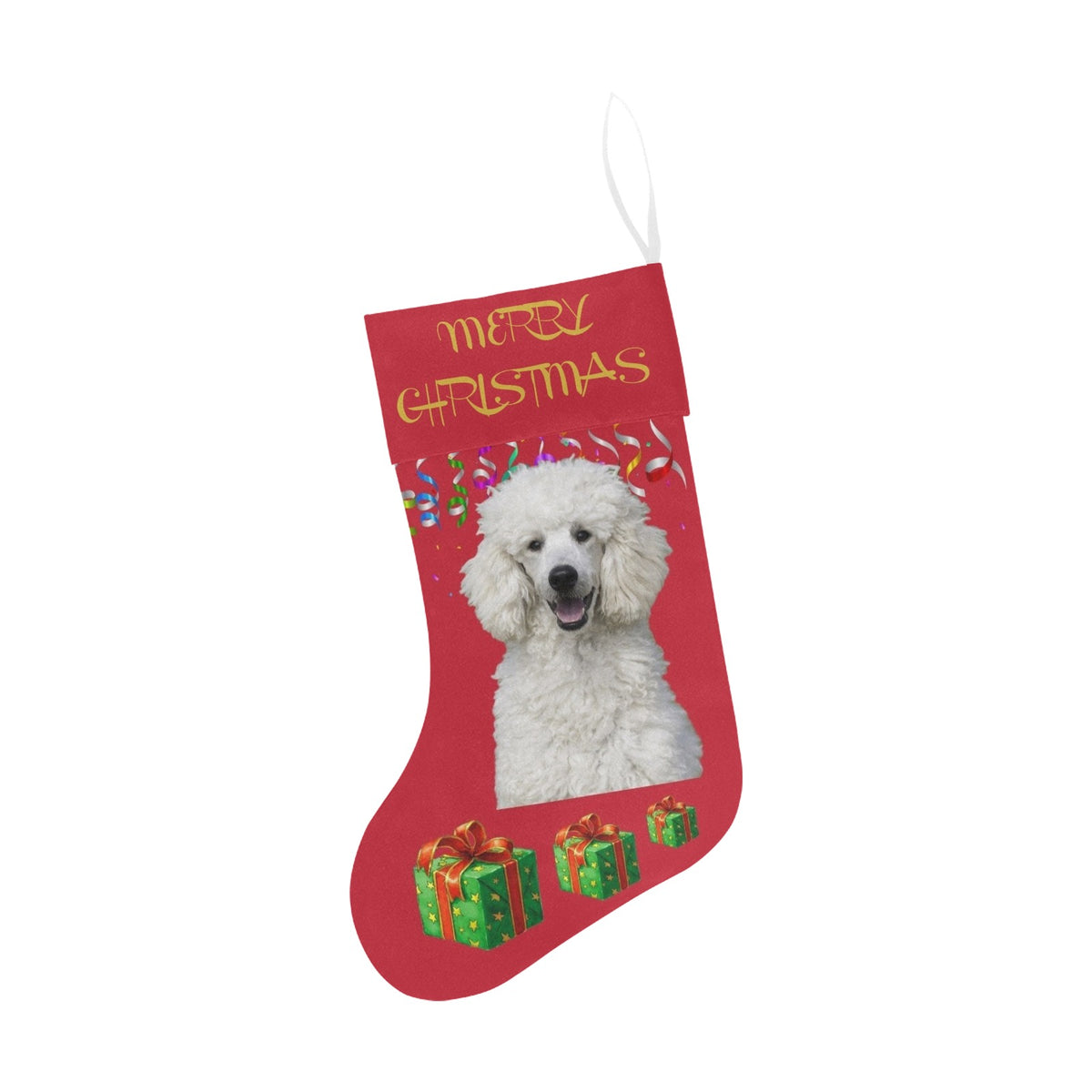 White Standard Poodle Christmas Stocking