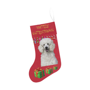 White Standard Poodle Christmas Stocking