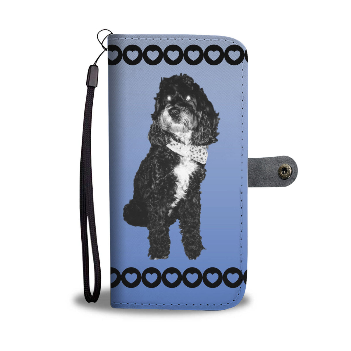 Cockapoo Phone Case Wallet - Black &amp; White