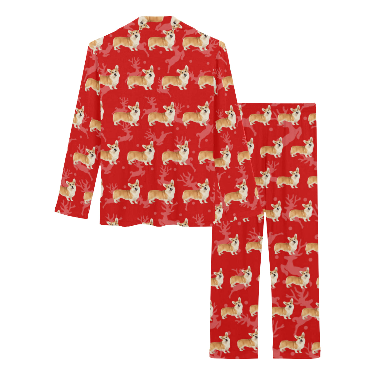 2 Piece Corgi Long PJ Set - Holiday