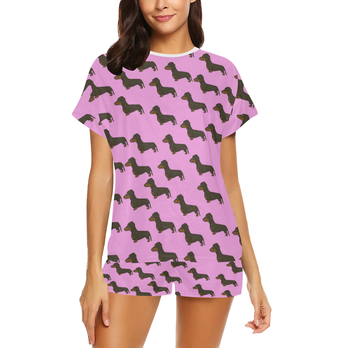 2 Piece Dachshund PJ Set - Pink