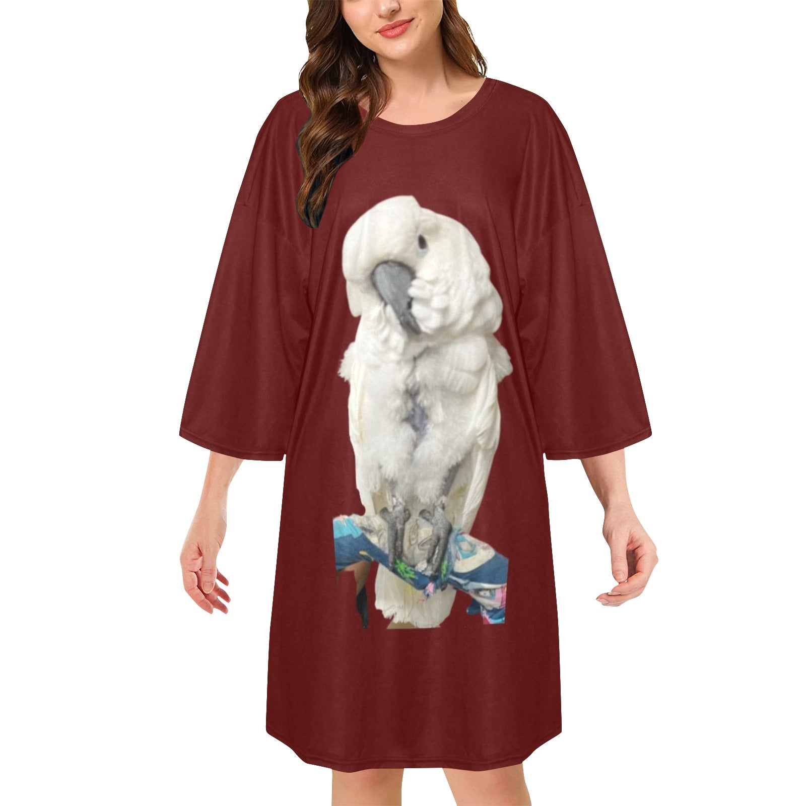 Cockatoo Oversized Sleep Shirt - Maroon