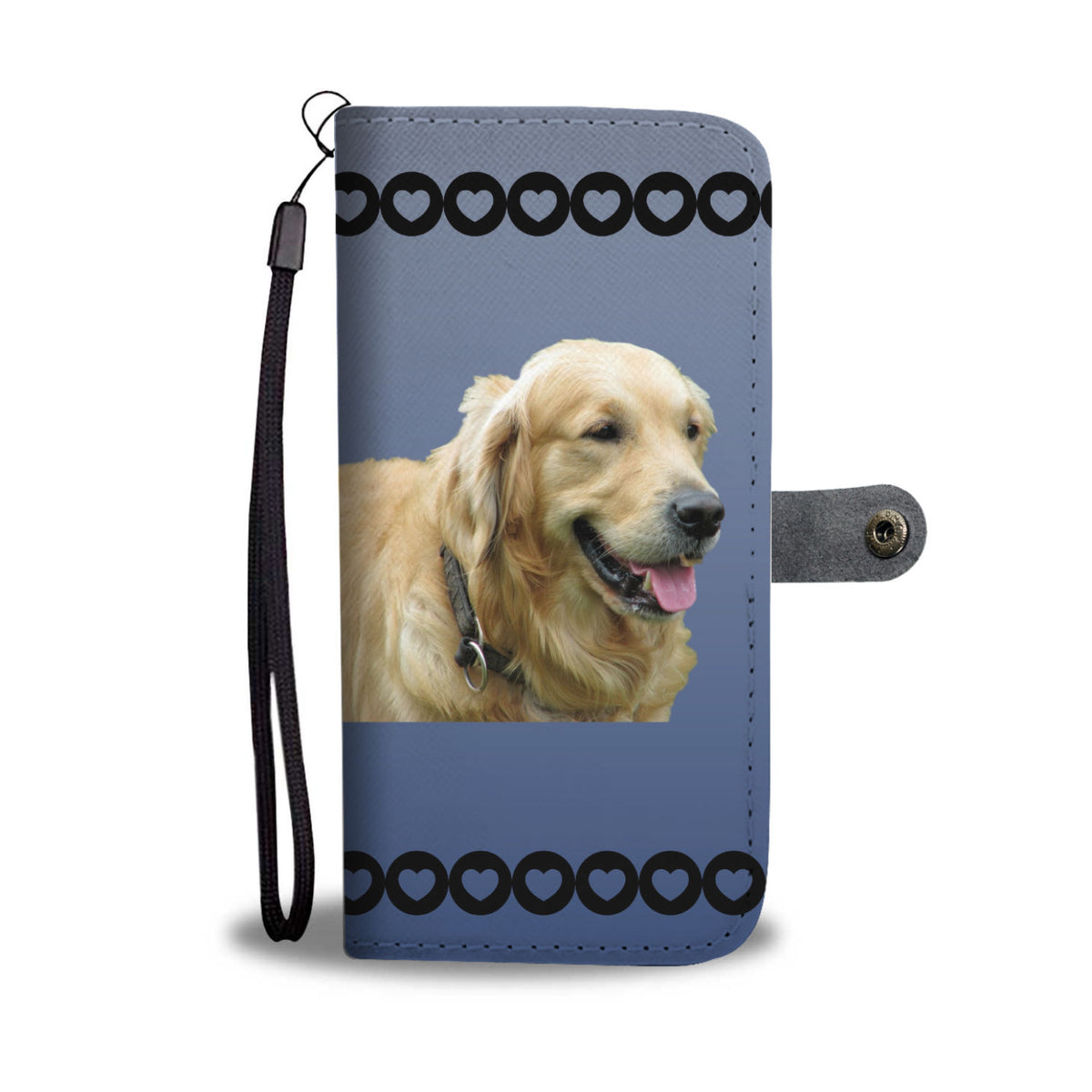 Golden Retriever Phone Case Wallet - Blue