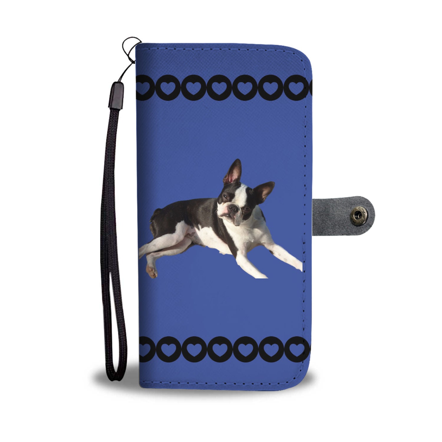 Boston Terrier Phone Case Wallet - Blue