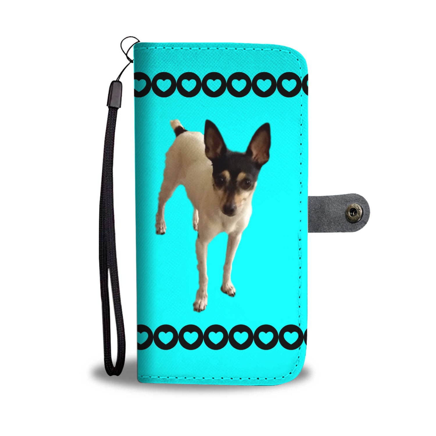 Toy Fox Terrier Phone Case Wallet - Teal