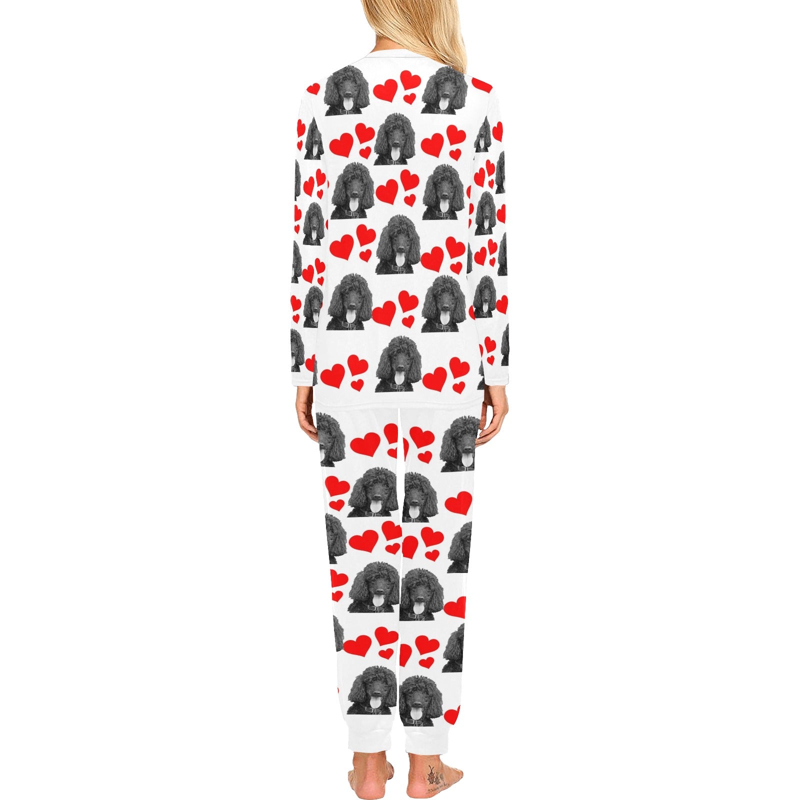 Poodle Hearts Long Tee Pajama Set - Standard Poodle
