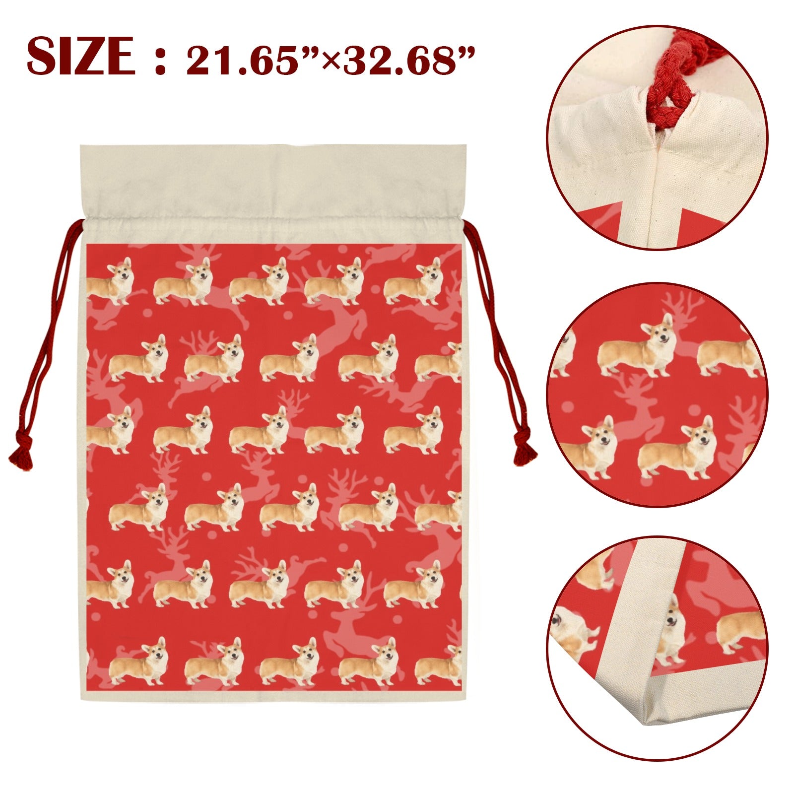 Corgi  Holiday Drawstring Bag