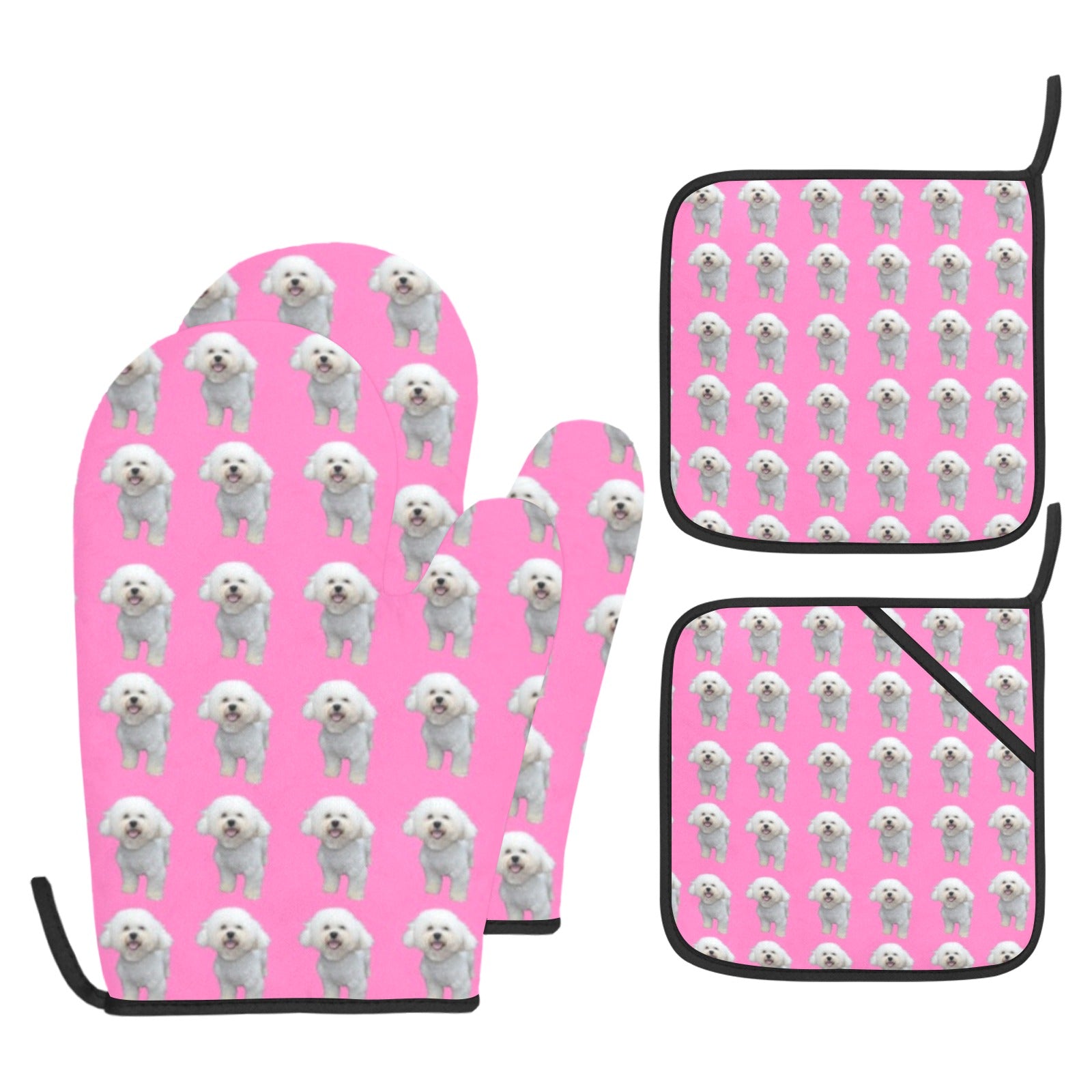 Bichon Oven Mitts & Pot Holders (4 Piece Set)