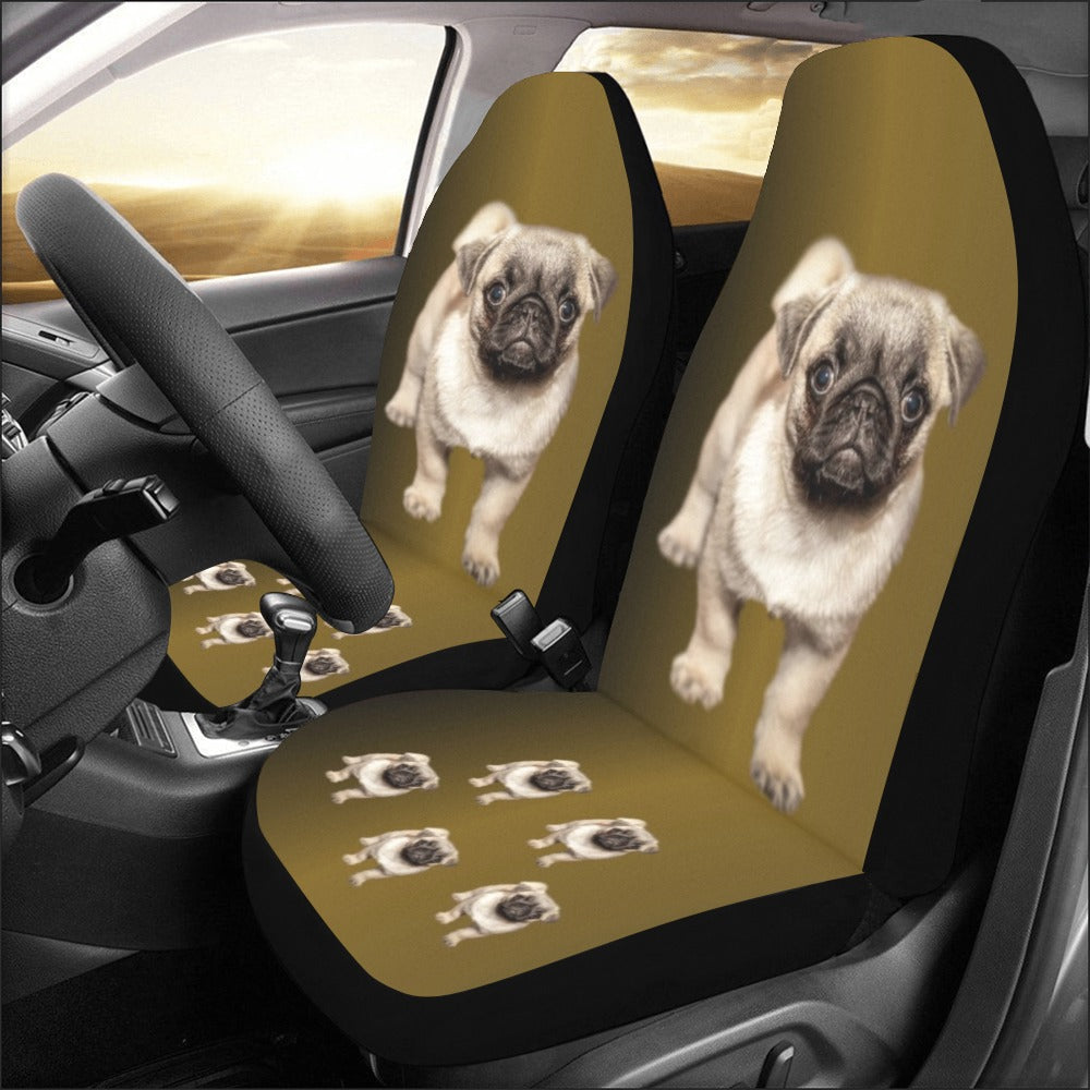 Pug Car Seat Covers (Set of 2) - Tan