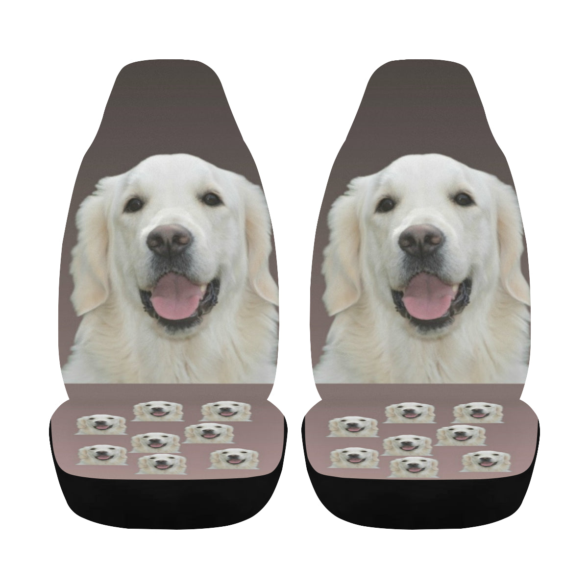 Cream Golden Retriever Car Set Covers (Set of 2) Airbag Compatible