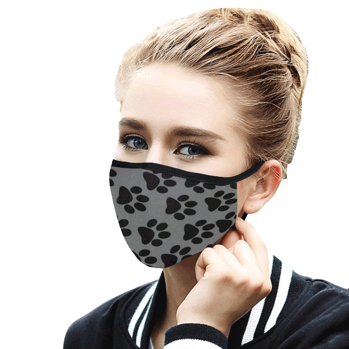 Paw Print Face Cover - Grey/Black