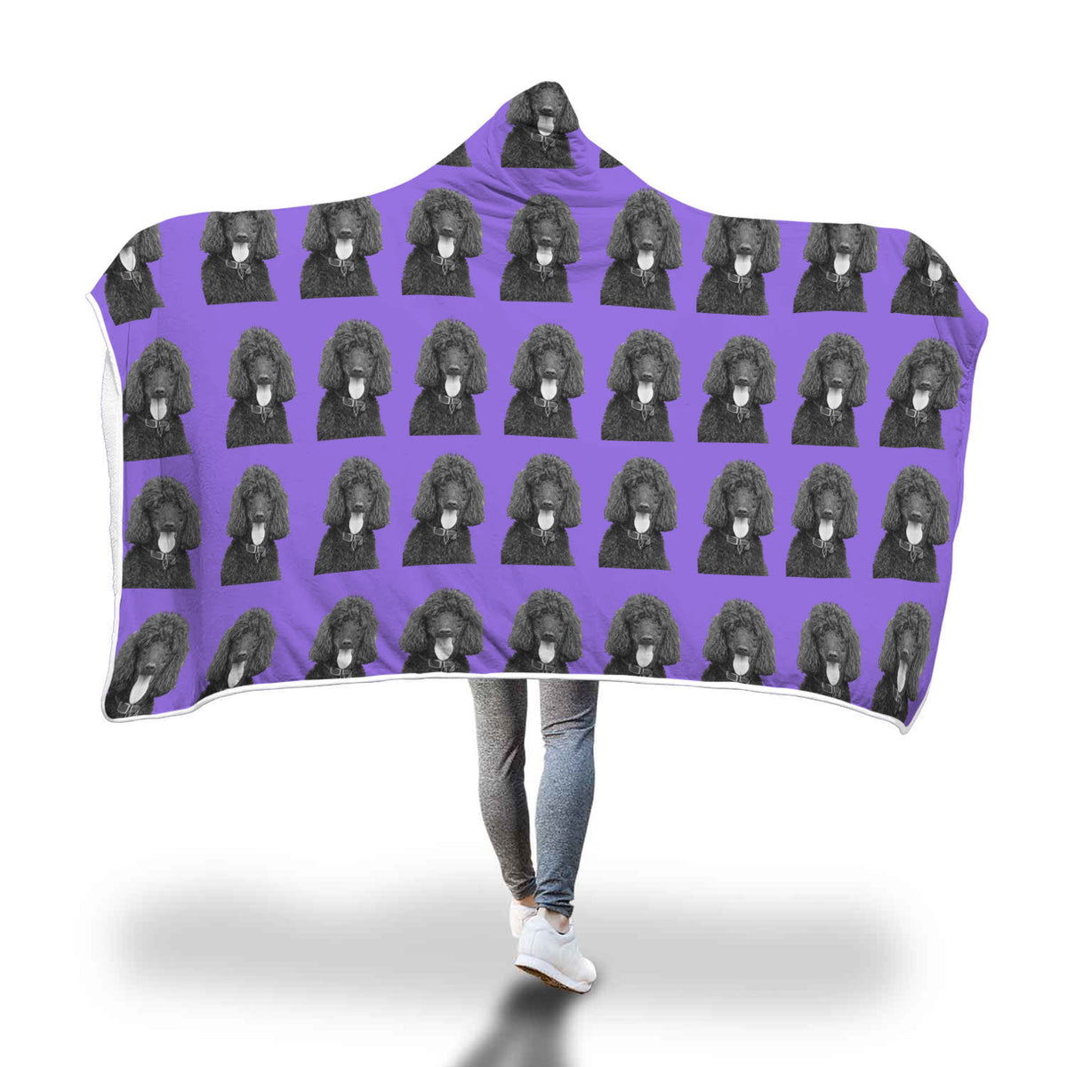 Standard Poodle Hooded Blanket - Black Poodle