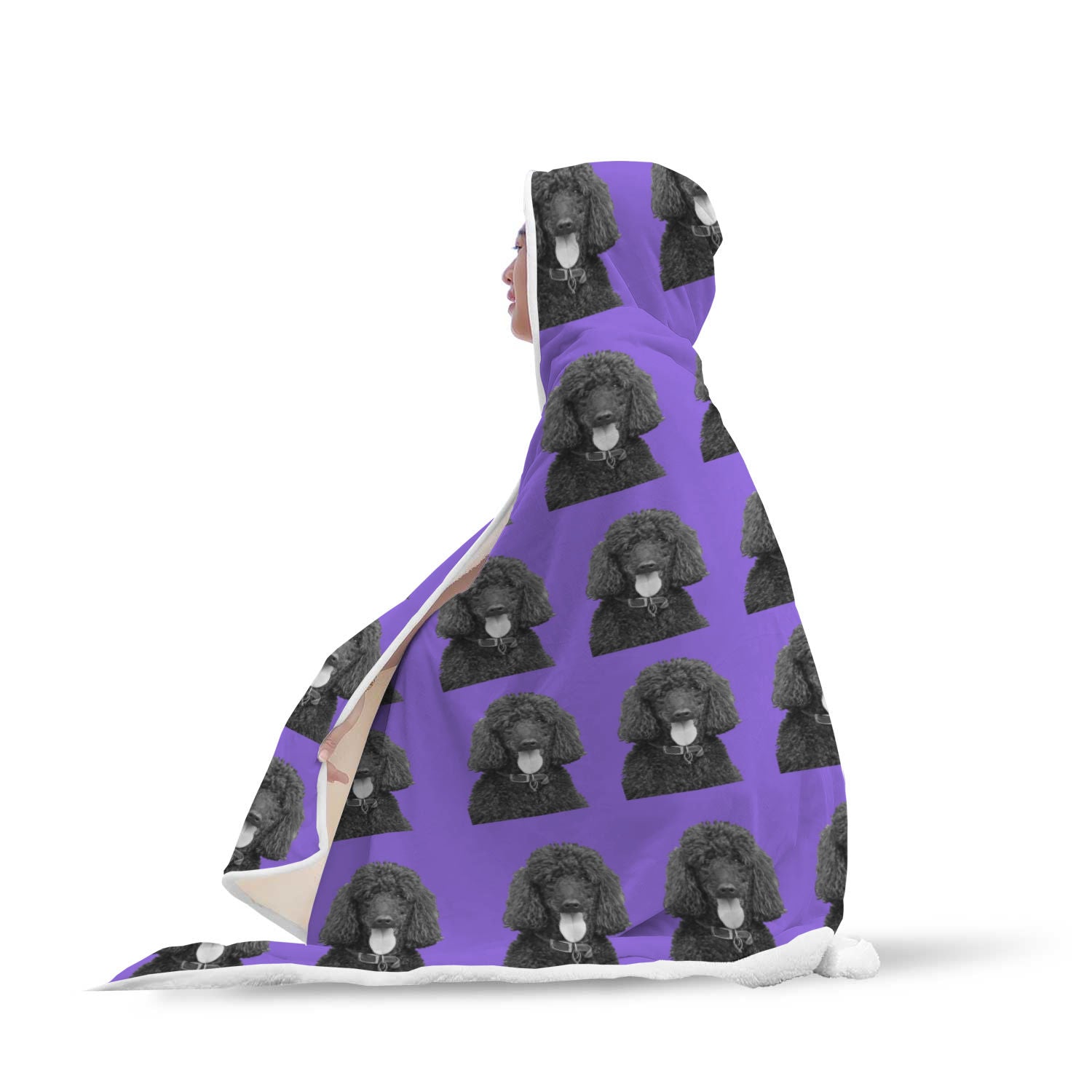 Standard Poodle Hooded Blanket - Black Poodle