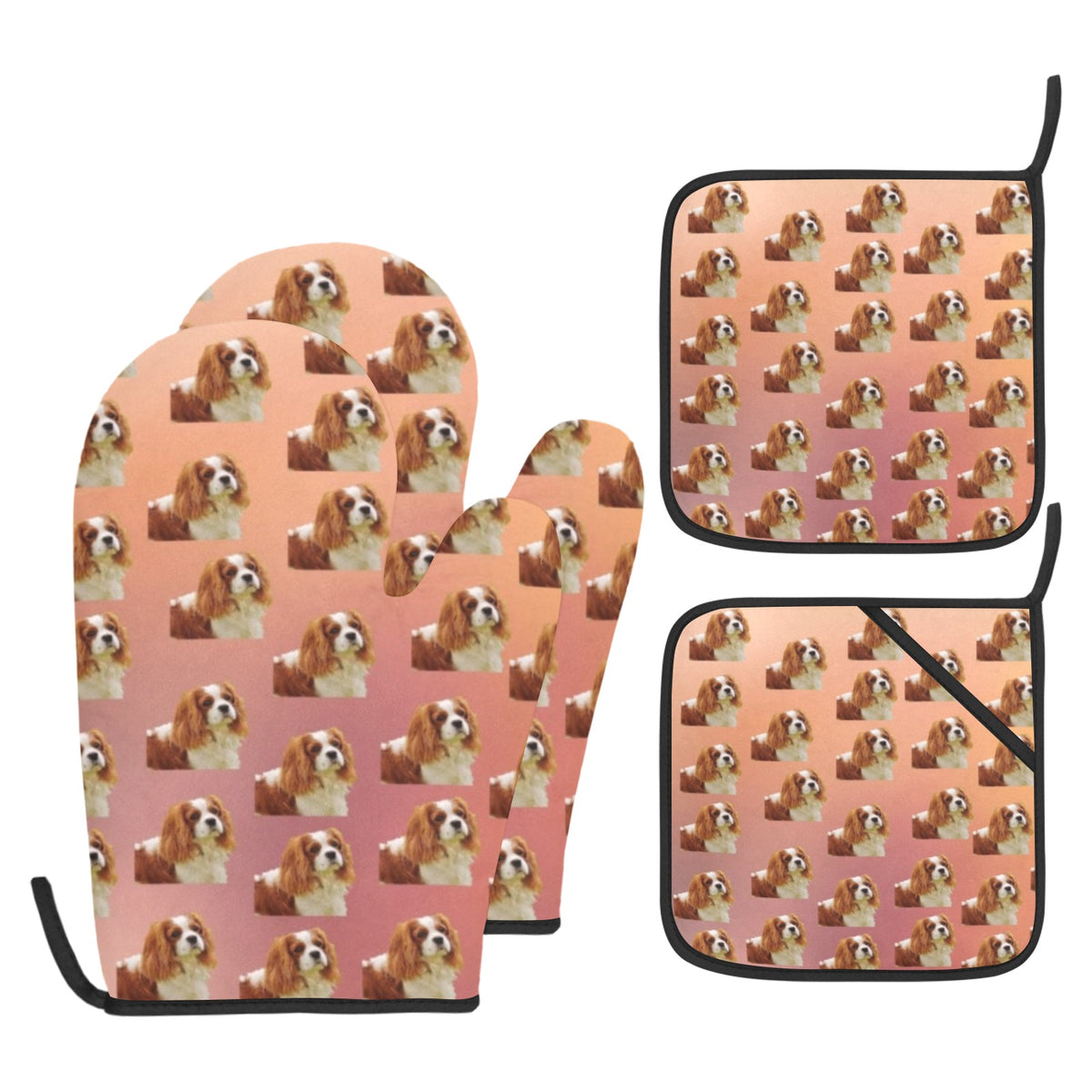 Cavalier King Charles Spaniel Oven Mitts &amp; Pot Holders (4 Piece Set)