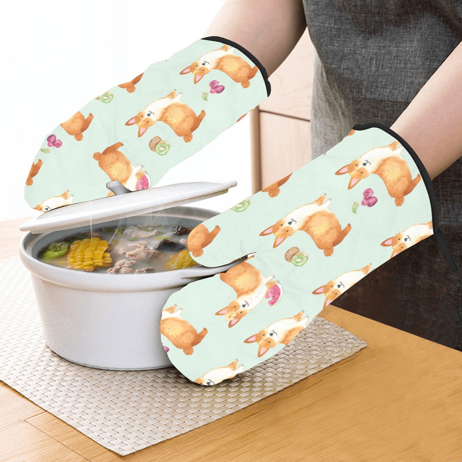 Corgi Fruit Oven Mitts & Pot Holders (Set of 4)