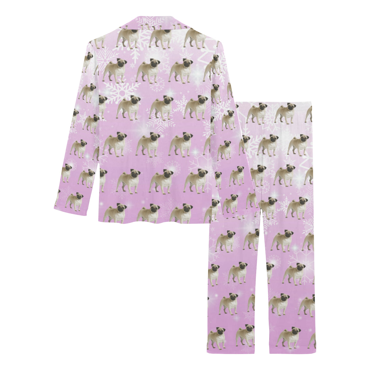 2 Piece Pug Long PJ Set - Holiday