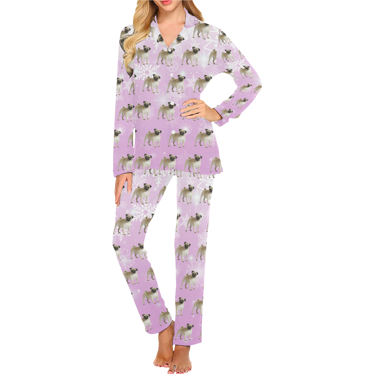 2 Piece Pug Long PJ Set - Holiday