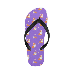 Corgi Flip Flops - Purple Cartoon