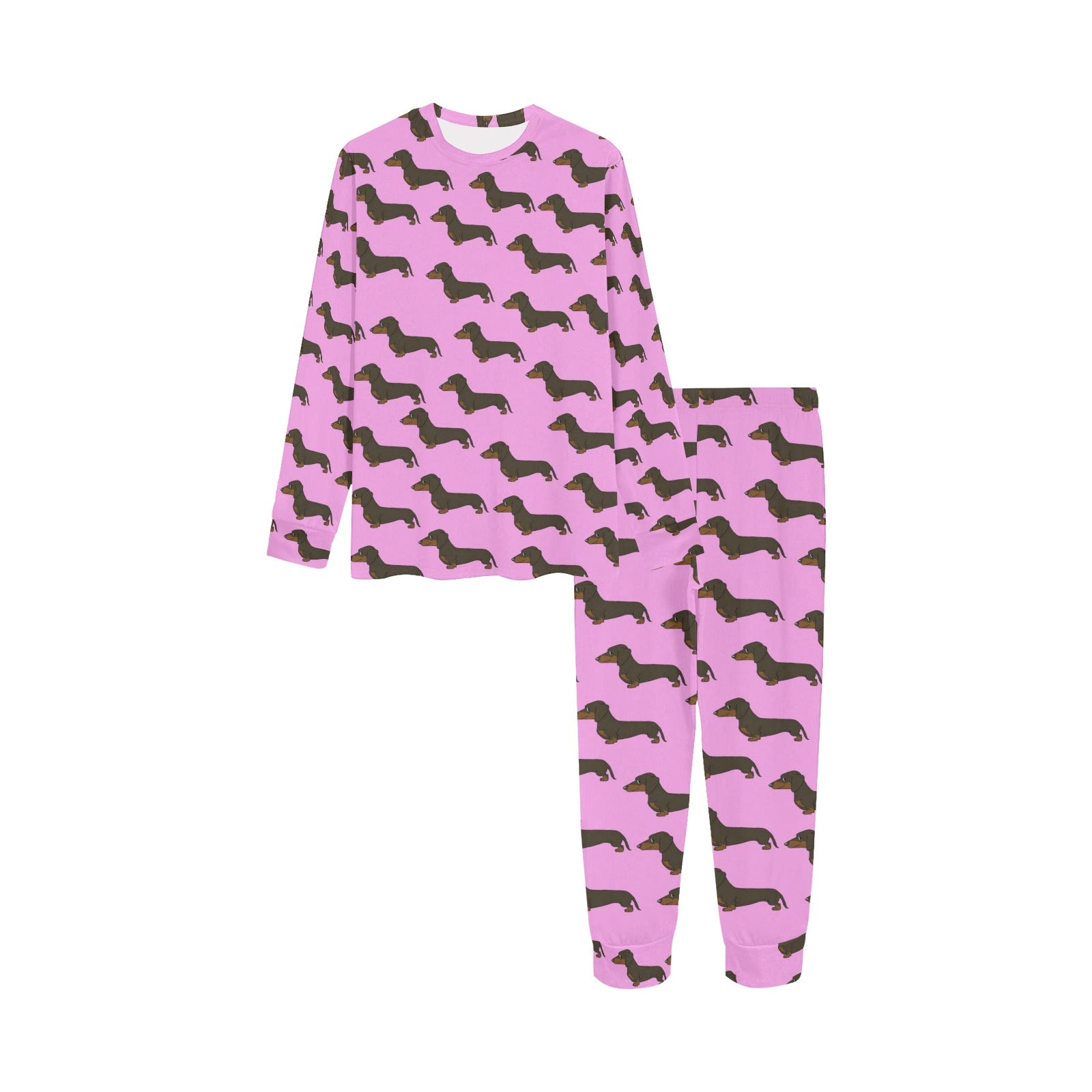 2 Piece Dachshund Children's Pajama Set - Pink