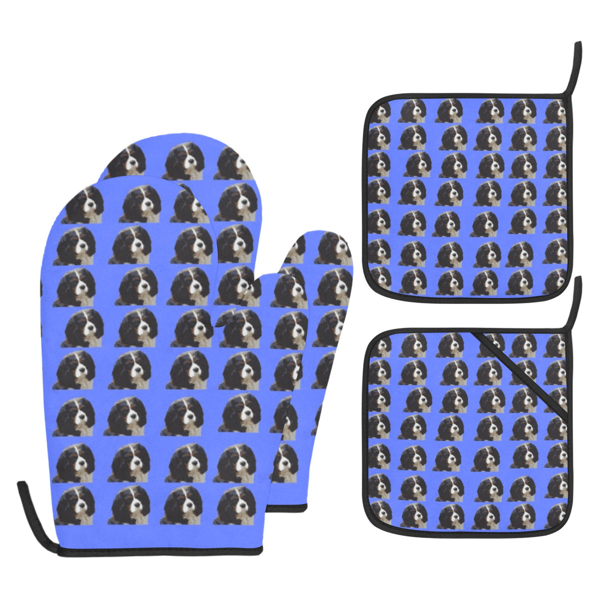 Cavalier King Charles Spaniel Oven Mitts &amp; Pot Holders (4 Piece Set) - Tri