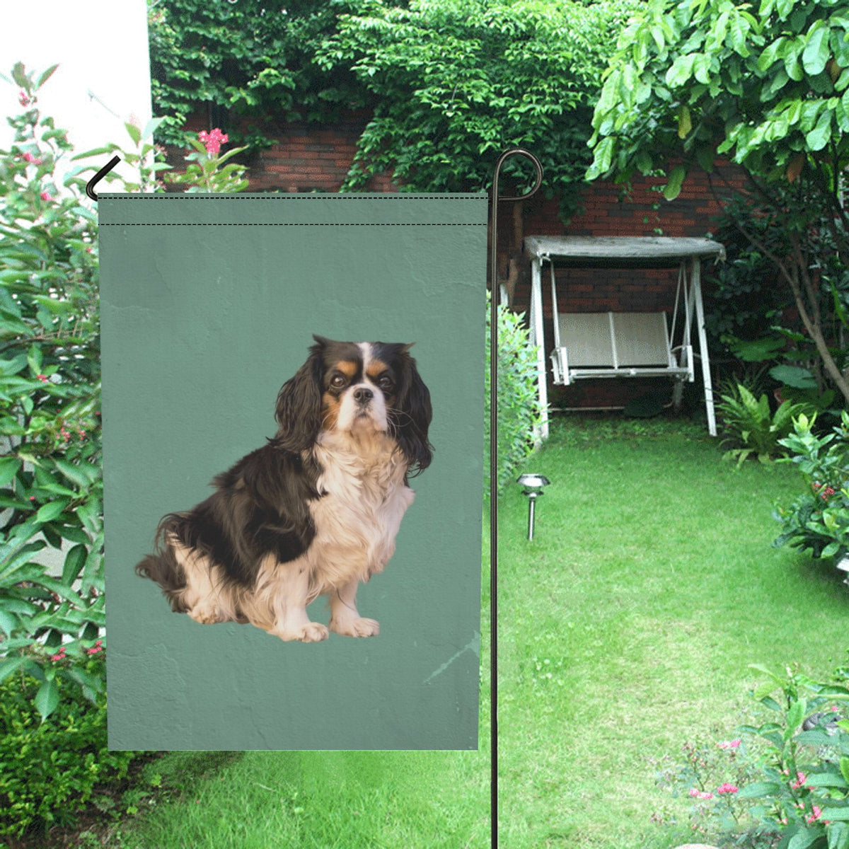 Cavalier King Charles Spaniel Garden Flag -Tri