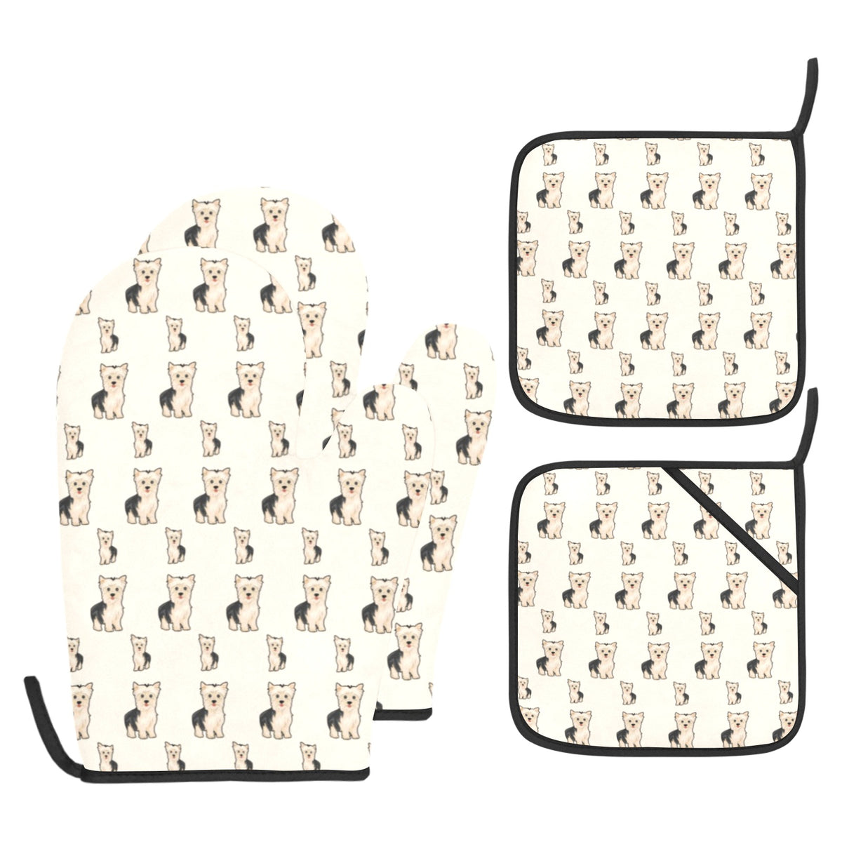 Yorkie Oven Mitts &amp; Pot Holders (4 Piece Set)