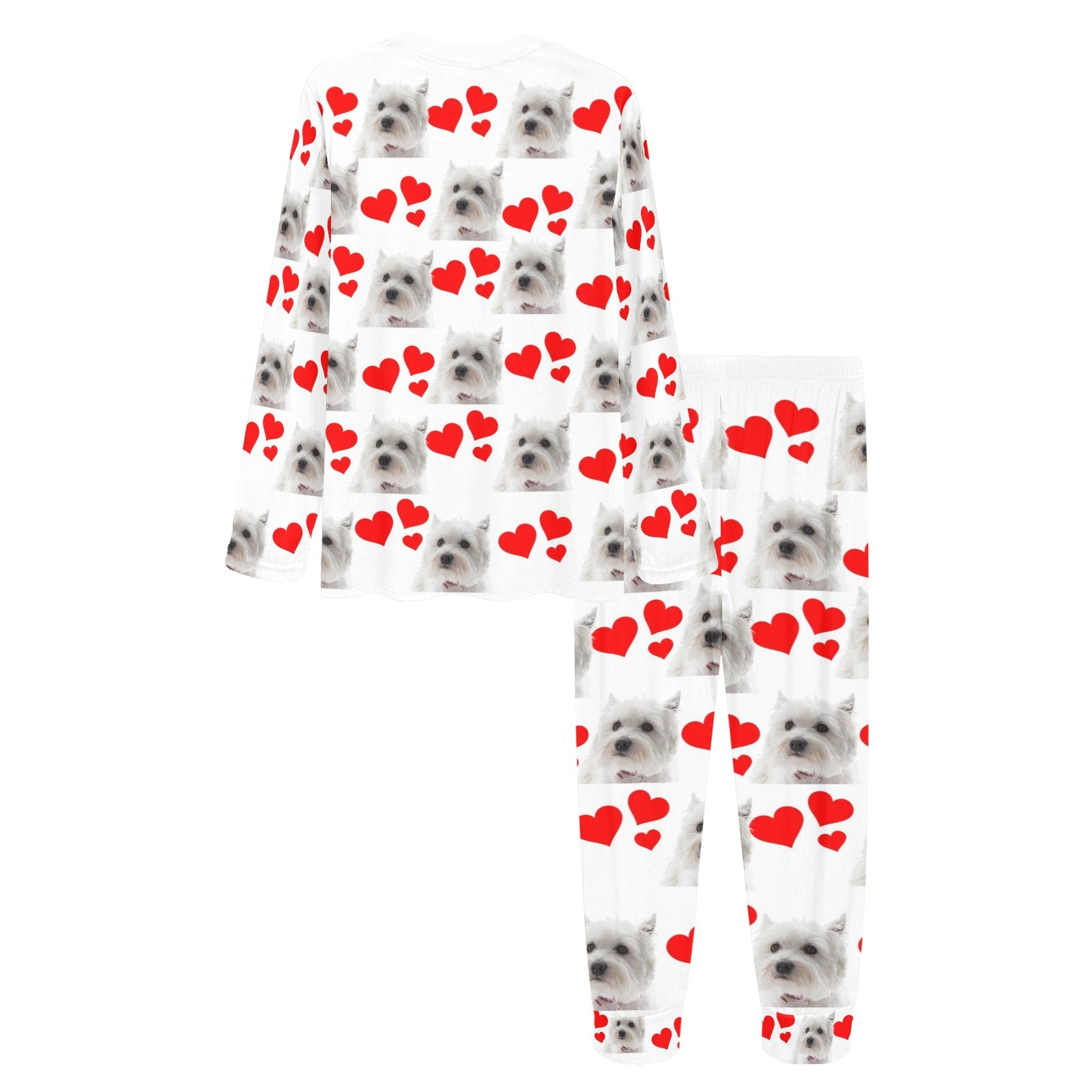 2 Piece Westie Hearts Long Tee Pajama Set