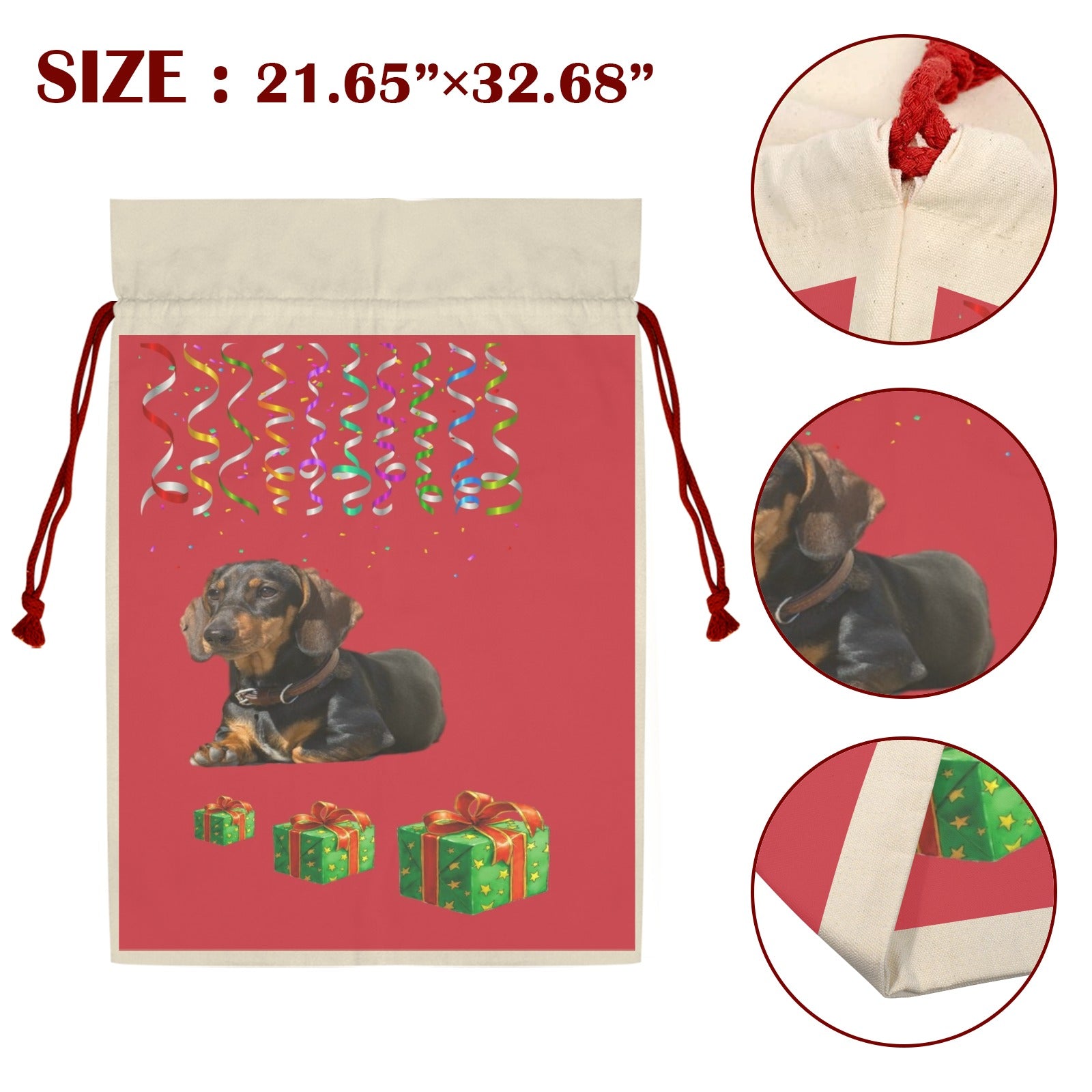 Dachshund Holiday Drawstring Bag