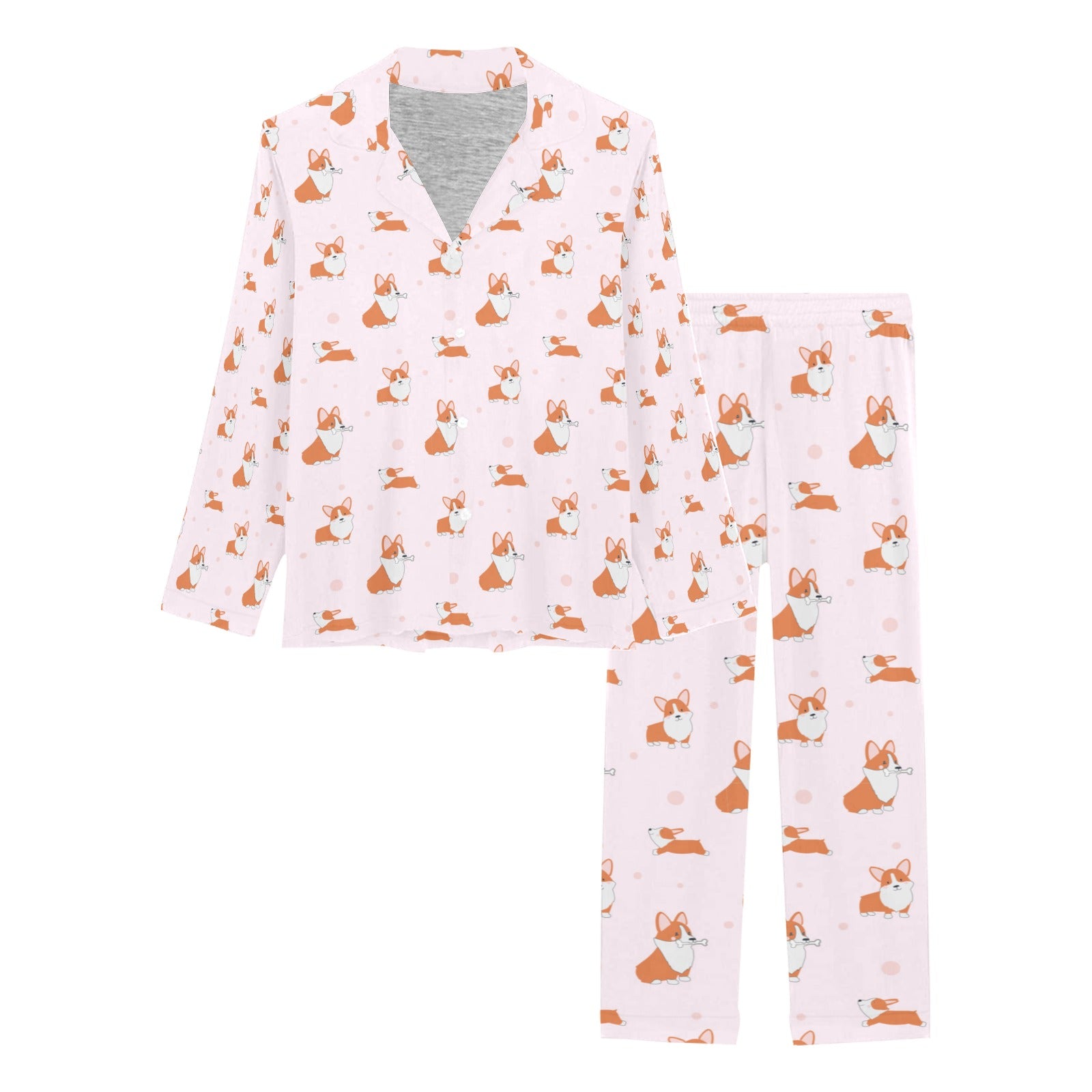 2 Piece Corgi Long PJ Set - Cartoon