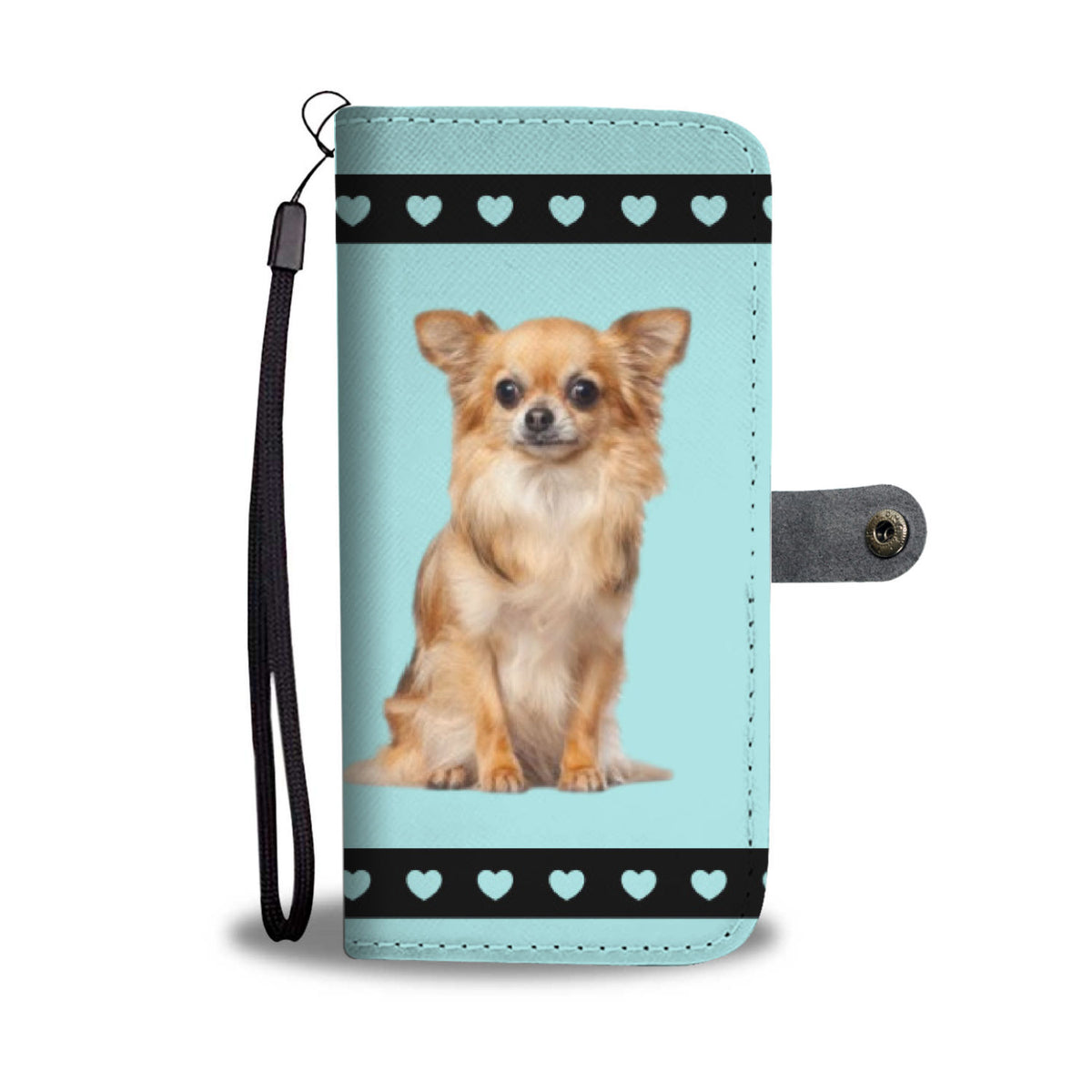 Chihuahua Phone Case Wallet - Turquoise Long Hair