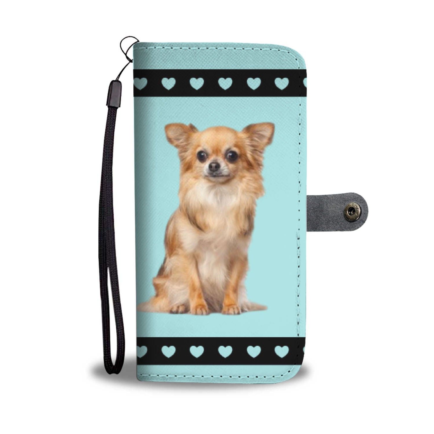 Chihuahua Phone Case Wallet - Turquoise Long Hair