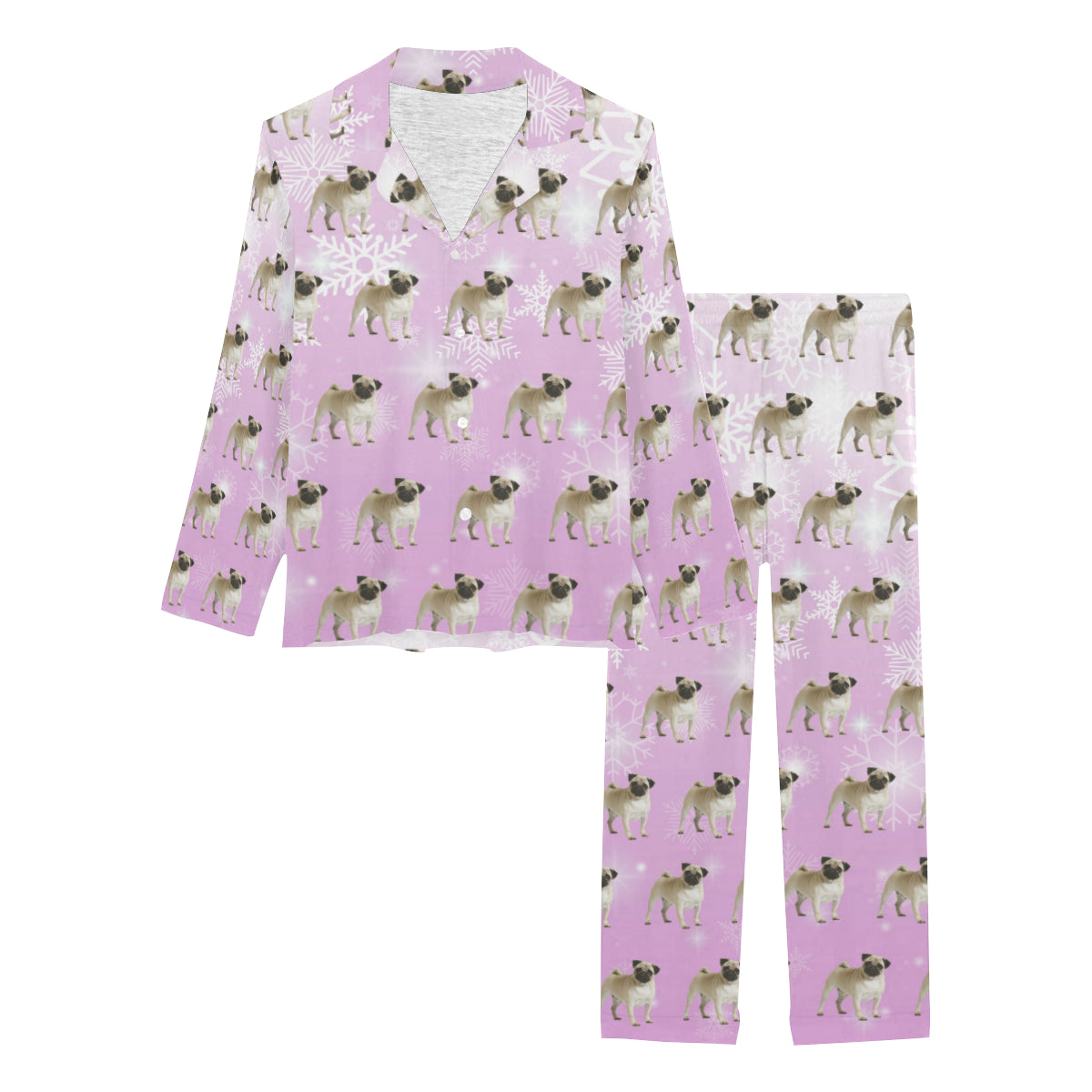 2 Piece Pug Long PJ Set - Holiday