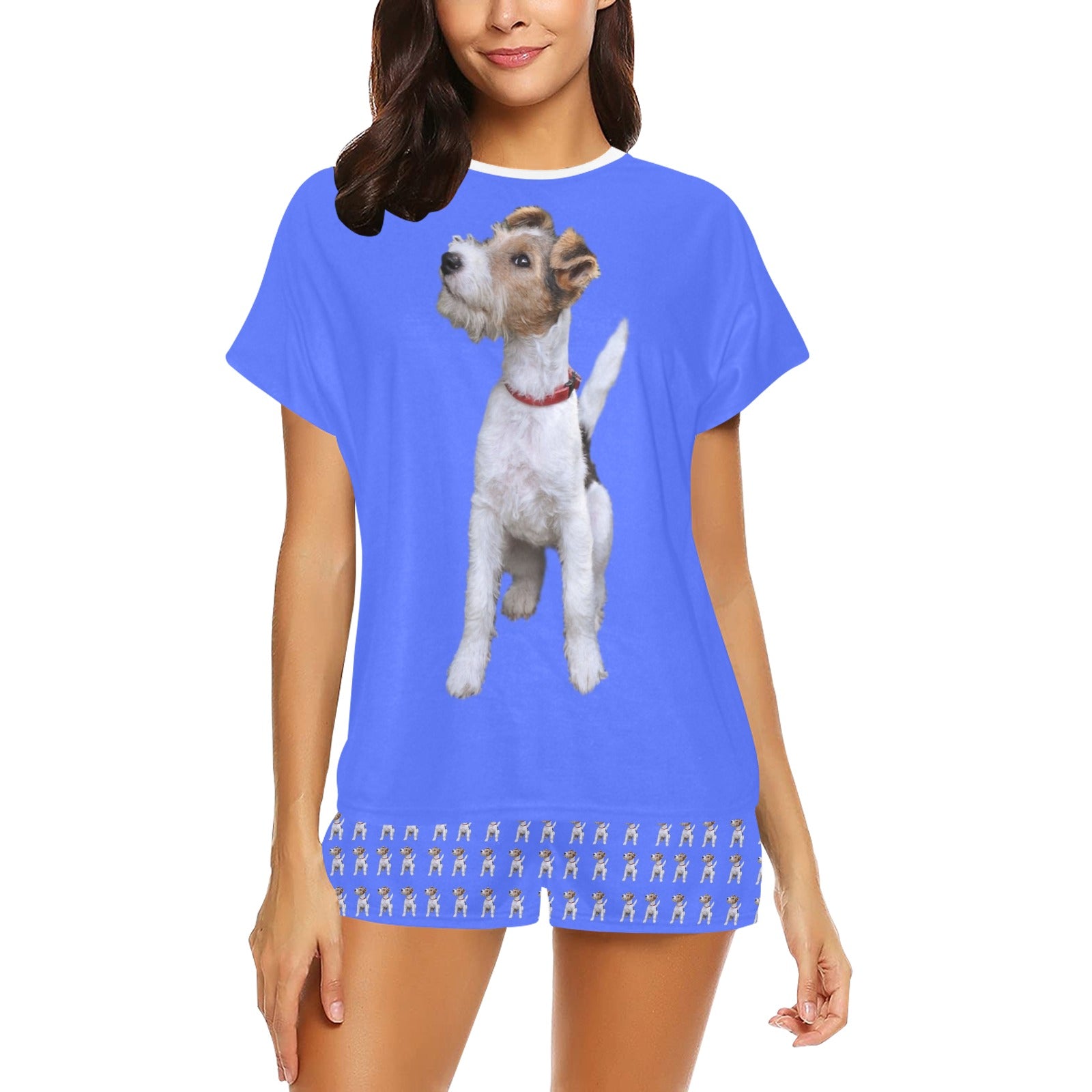 2 Piece Wire Fox Terrier PJ Set - Blue