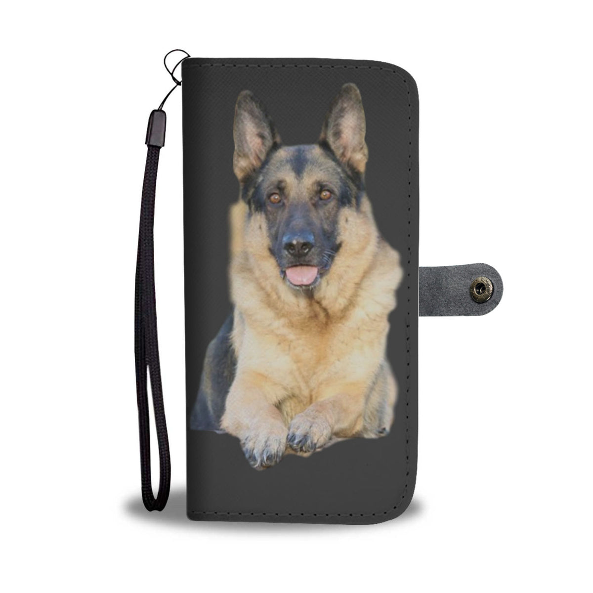 German Shepherd Phone Case Wallet - Black