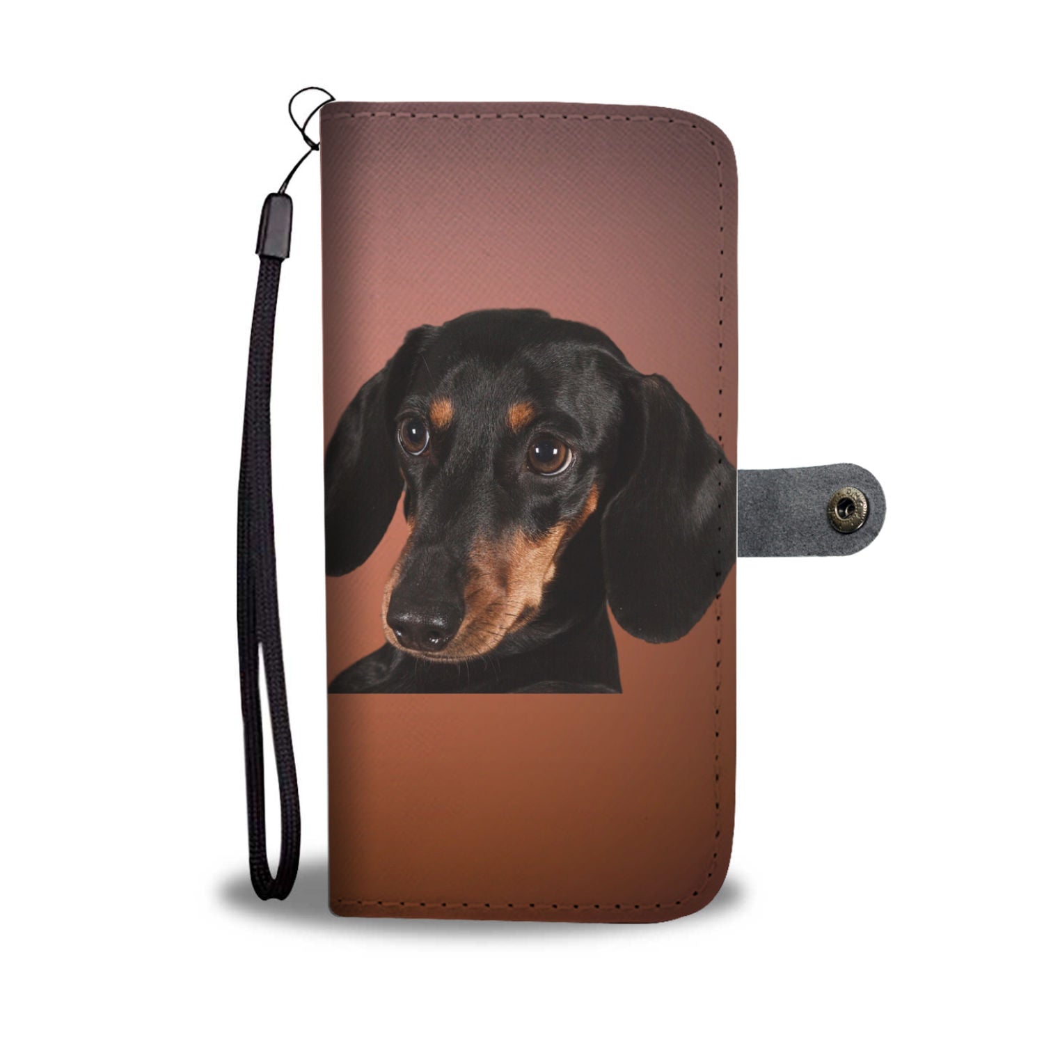 Dachshund Phone Case Wallet - Brown