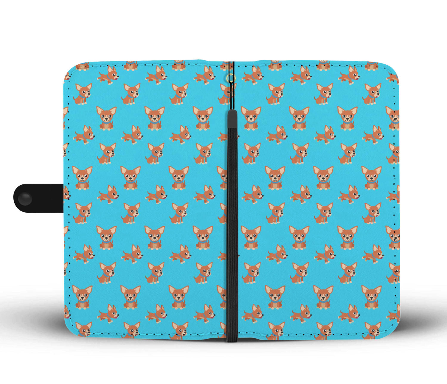 Chihuahua Cartoon Phone Case Wallet  - Blue