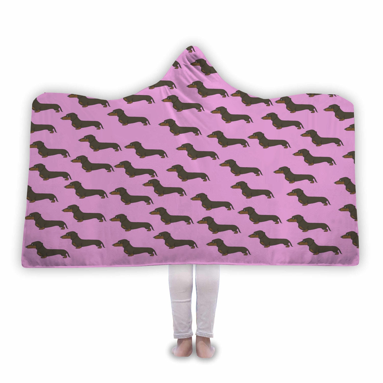 Dachshund Hooded Blanket - Pink