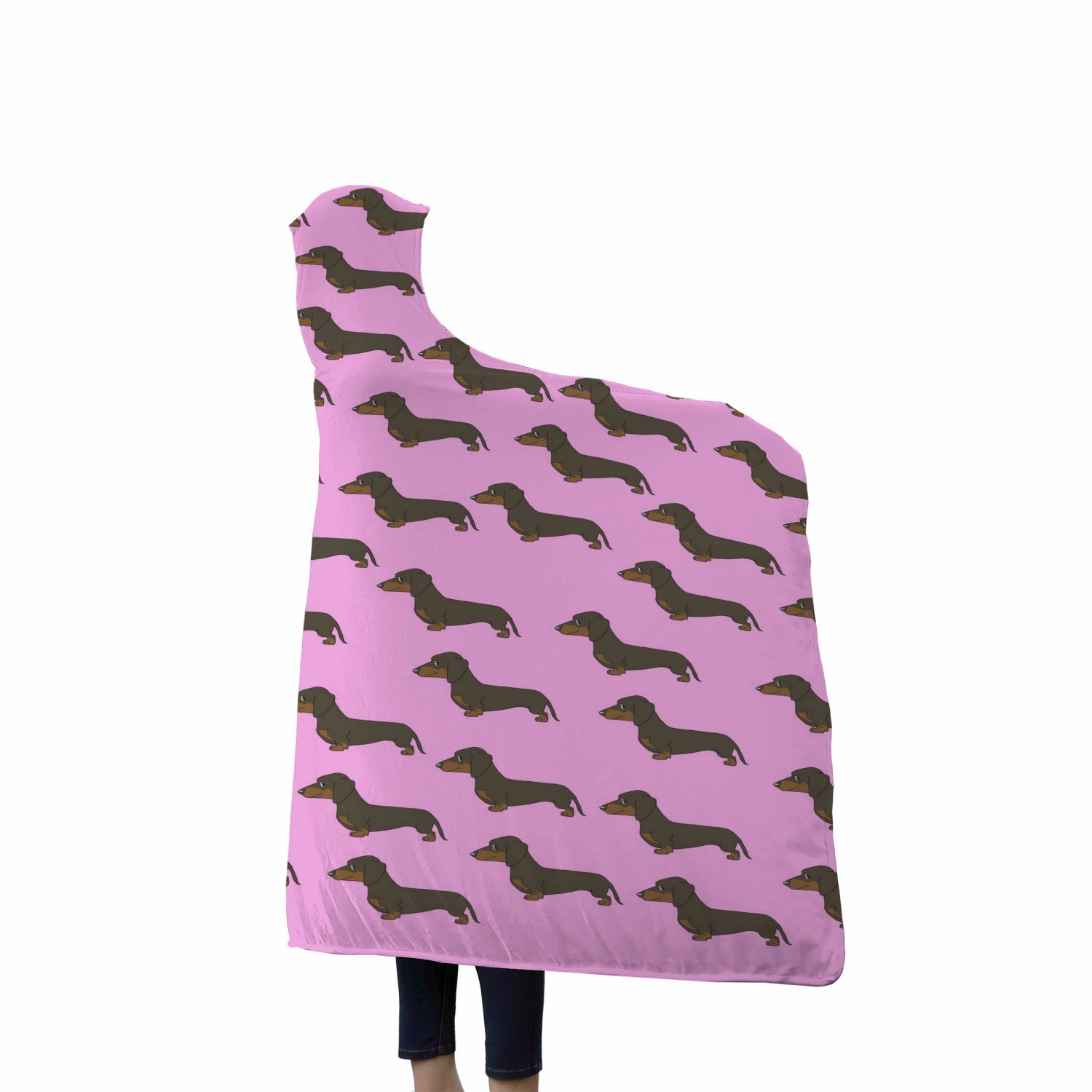 Dachshund Hooded Blanket - Pink