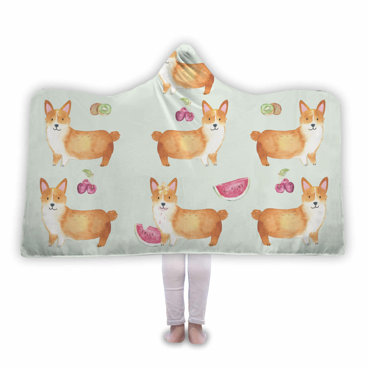 Corgi Fruit Hooded Blanket