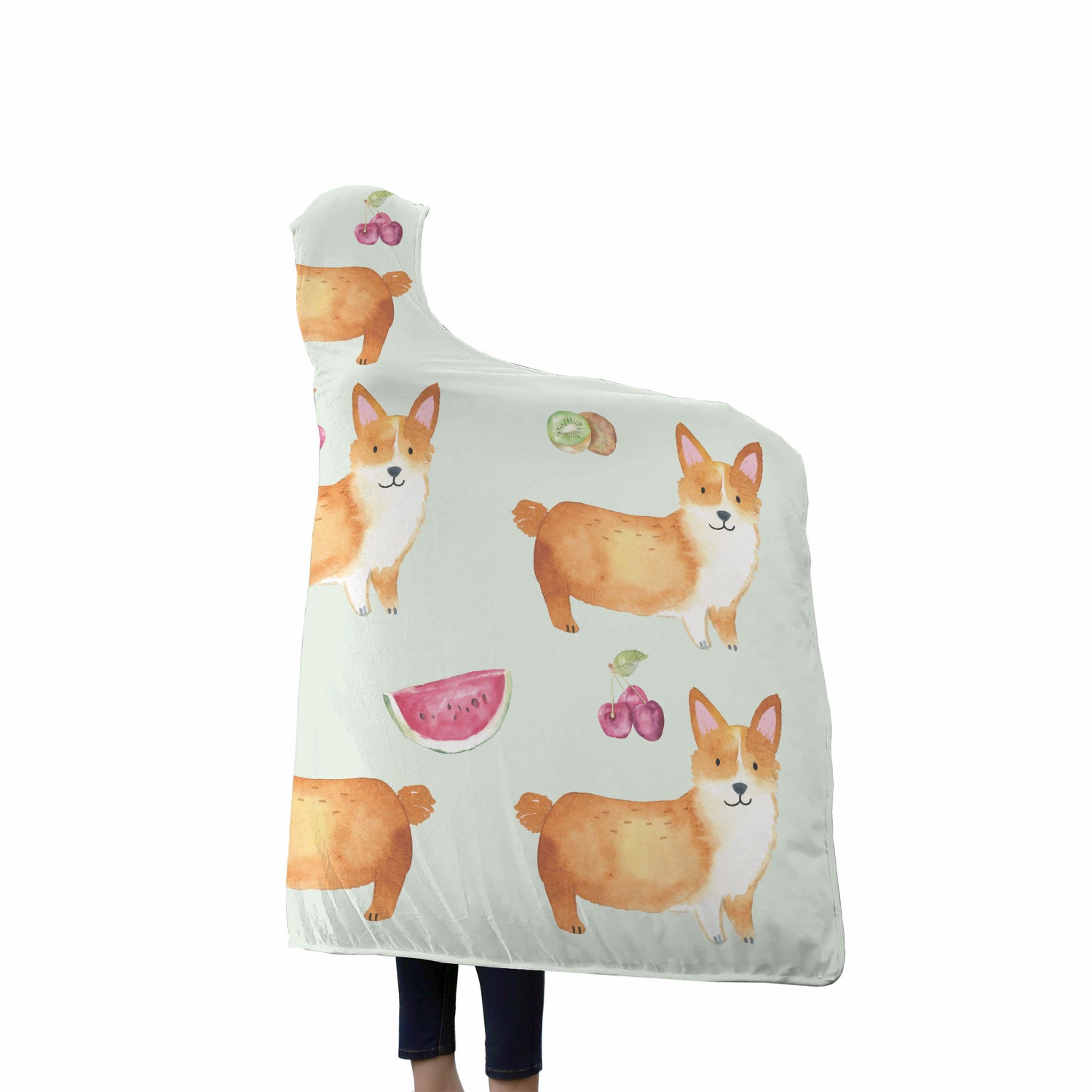 Corgi Fruit Hooded Blanket